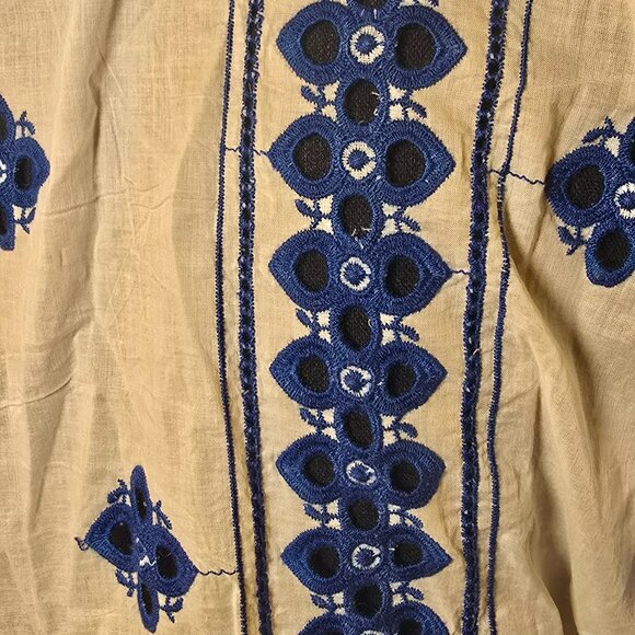 NWT J.Crew Embroidered Tassel Tunic White/Blue S - Picture 2 of 5